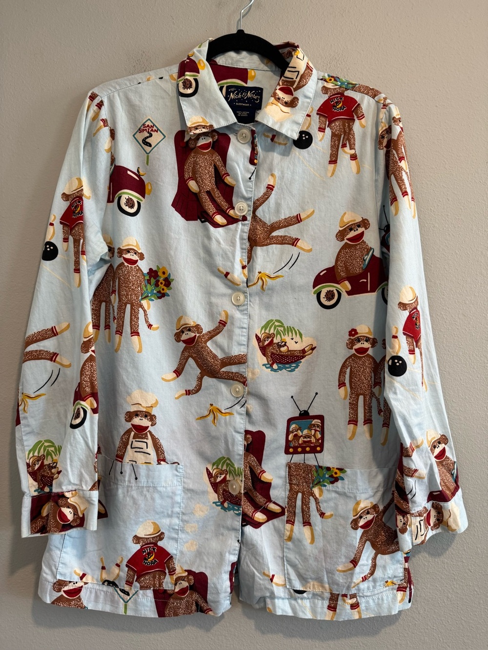 Nick & Nora Pajama Set Sleepwear Monkeys M